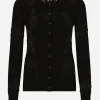 Cashmere and silk cardigan with lace inlay