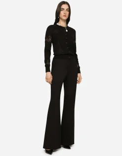 Cashmere and silk cardigan with lace inlay