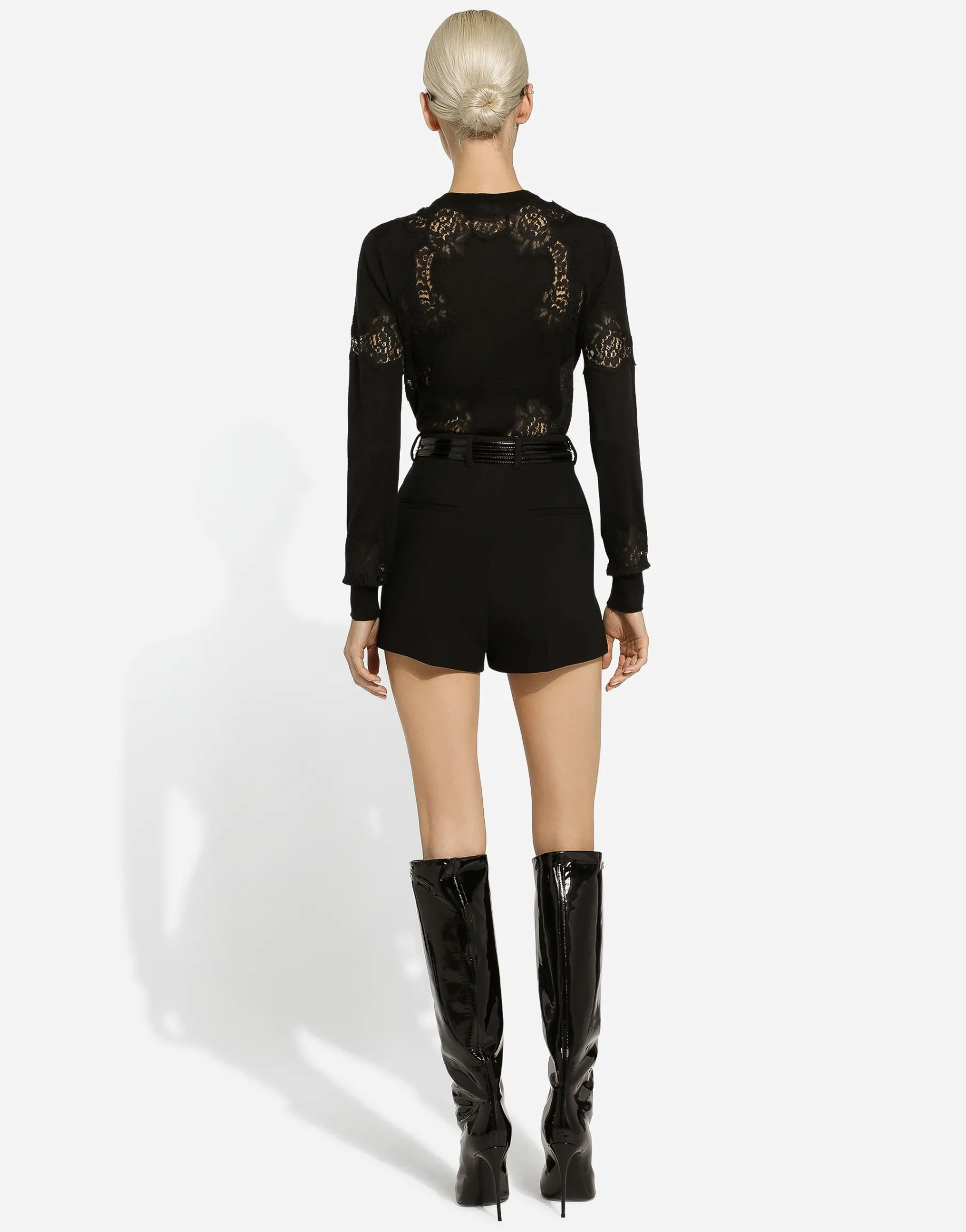 Cashmere and silk cardigan with lace inlay