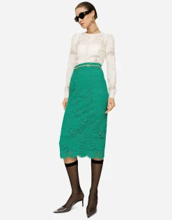 Cashmere and silk cardigan with lace inlay