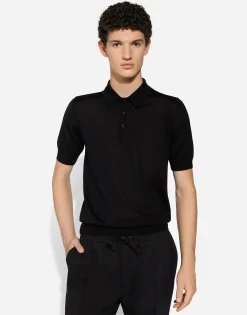 Cashmere and silk polo-shirt