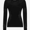 Cashmere and silk sweater with lace inlay