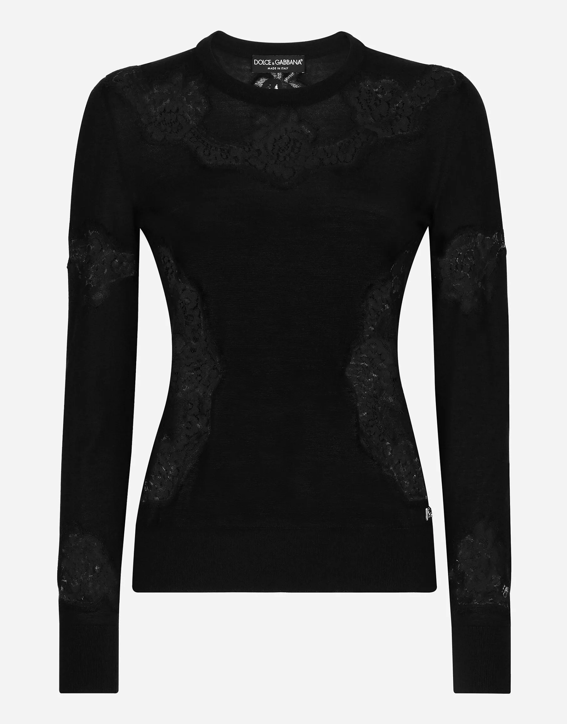 Cashmere and silk sweater with lace inlay