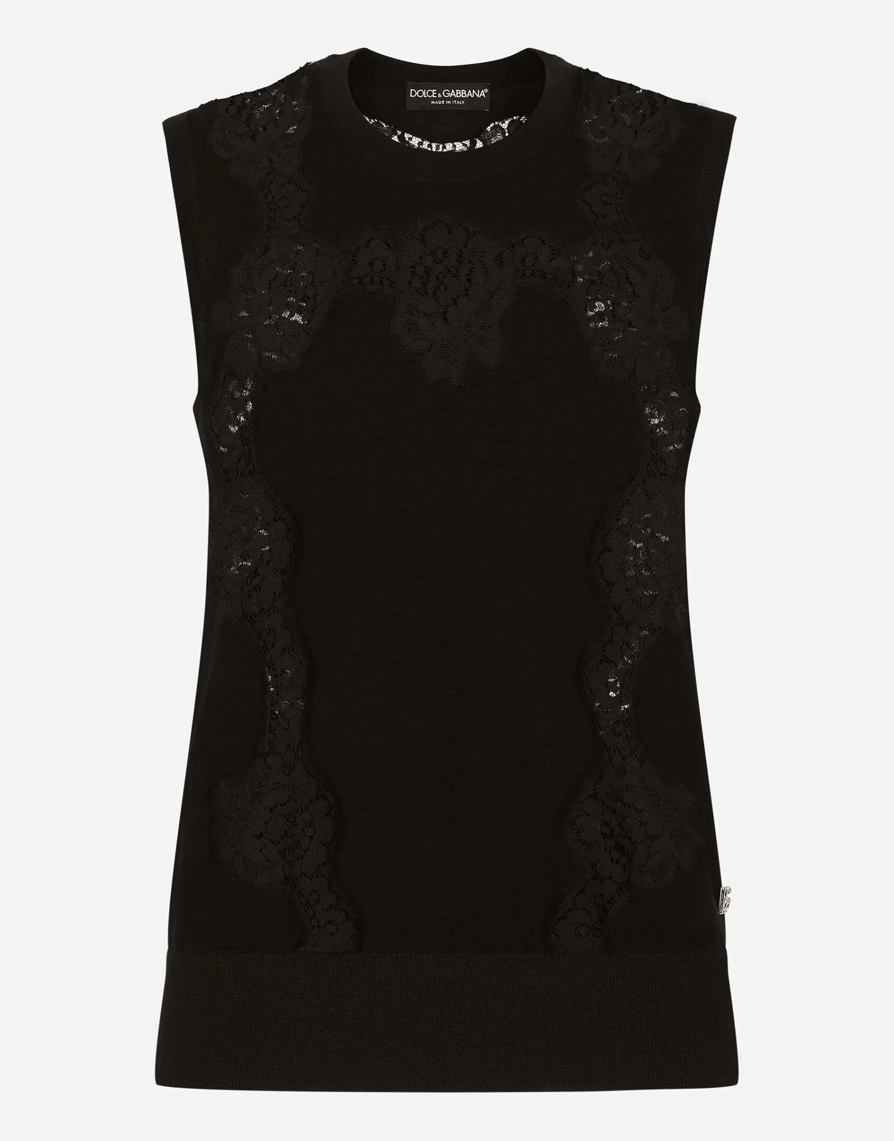Cashmere and silk sweater with lace inlay
