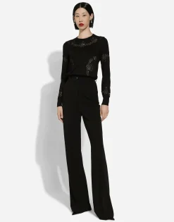Cashmere and silk sweater with lace inlay