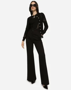 Cashmere and silk sweater with lace inlay