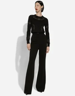 Cashmere and silk sweater with lace inlay