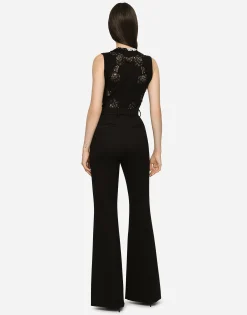 Cashmere and silk sweater with lace inlay