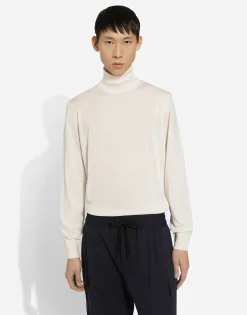 Cashmere and silk turtle-neck sweater