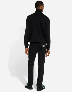 Cashmere and silk zip-up sweatshirt with DG patch