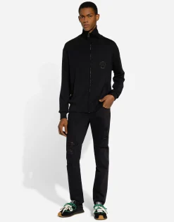 Cashmere and silk zip-up sweatshirt with DG patch