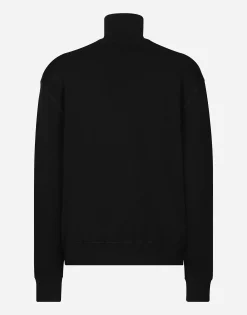 Cashmere and silk zip-up sweatshirt with DG patch