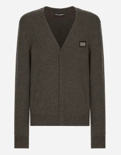 Cashmere and wool cardigan with branded tag