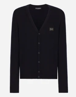 Cashmere and wool cardigan with branded tag