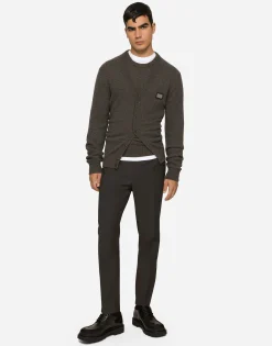Cashmere and wool cardigan with branded tag