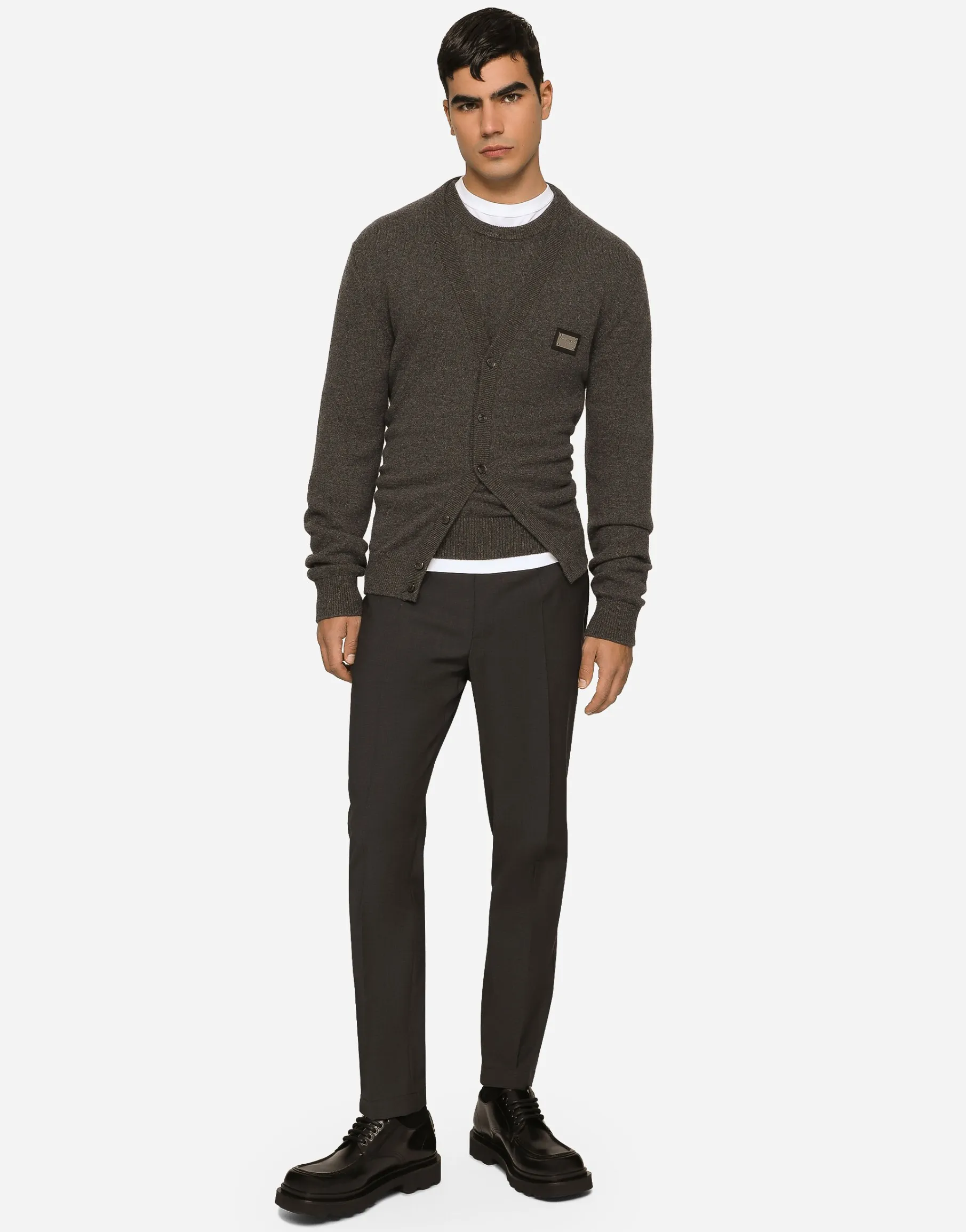 Cashmere and wool cardigan with branded tag
