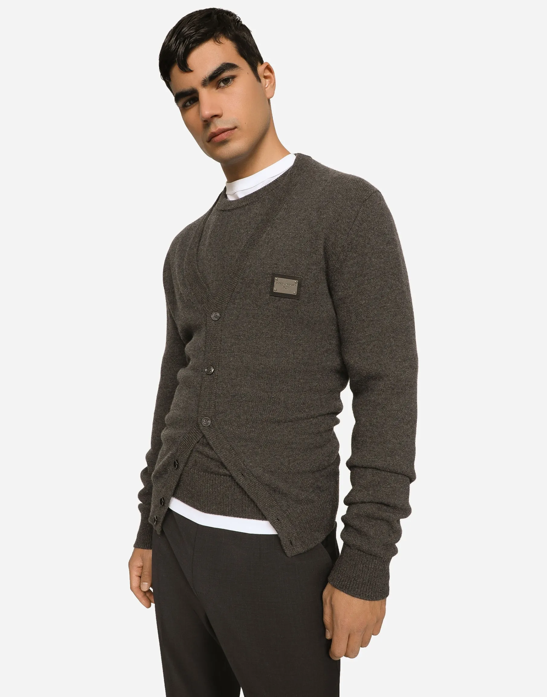 Cashmere and wool cardigan with branded tag