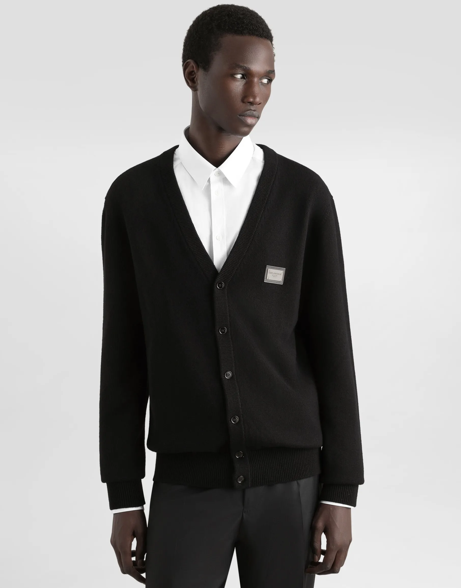 Cashmere and wool cardigan with branded tag