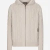 Cashmere and wool zip-up hoodie with DG patch