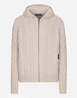 Cashmere and wool zip-up hoodie with DG patch