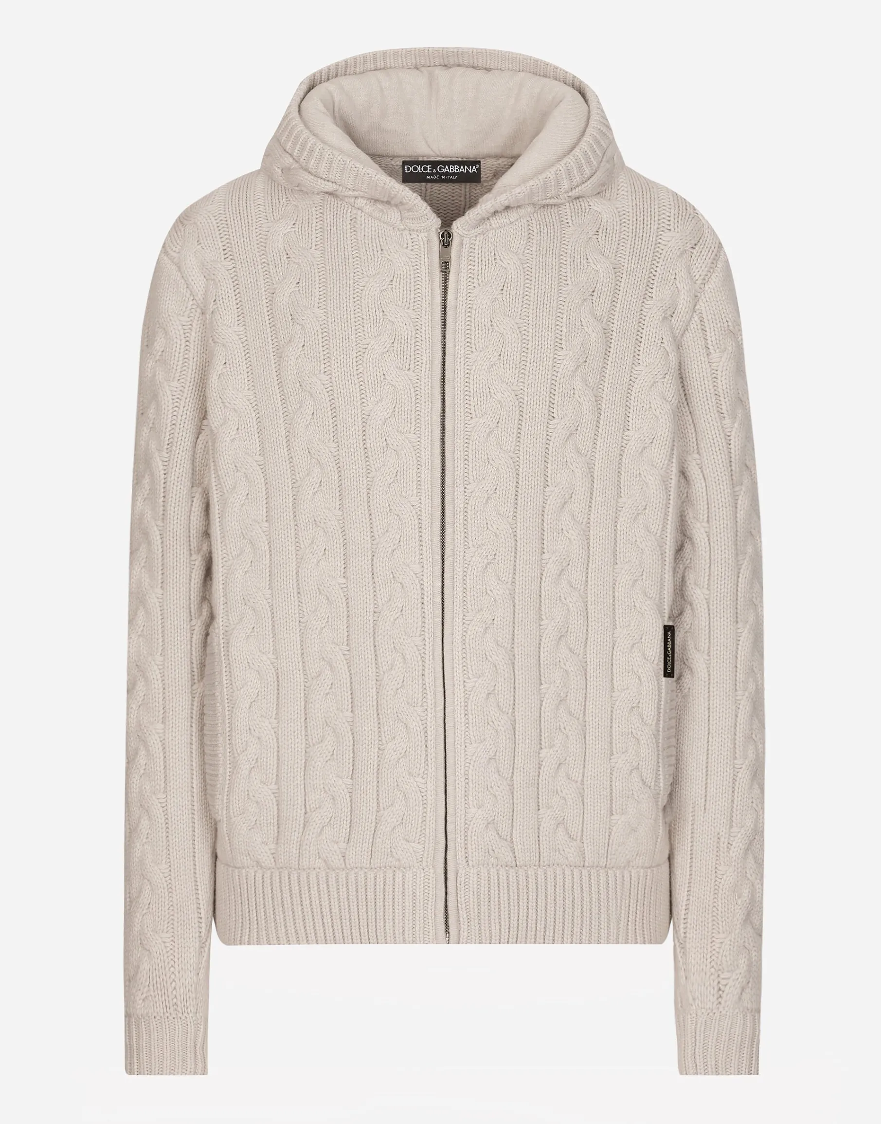 Cashmere and wool zip-up hoodie with DG patch