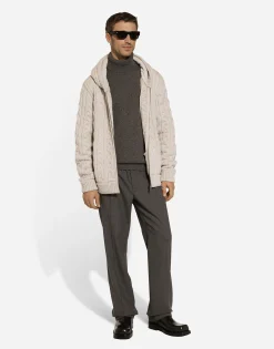 Cashmere and wool zip-up hoodie with DG patch