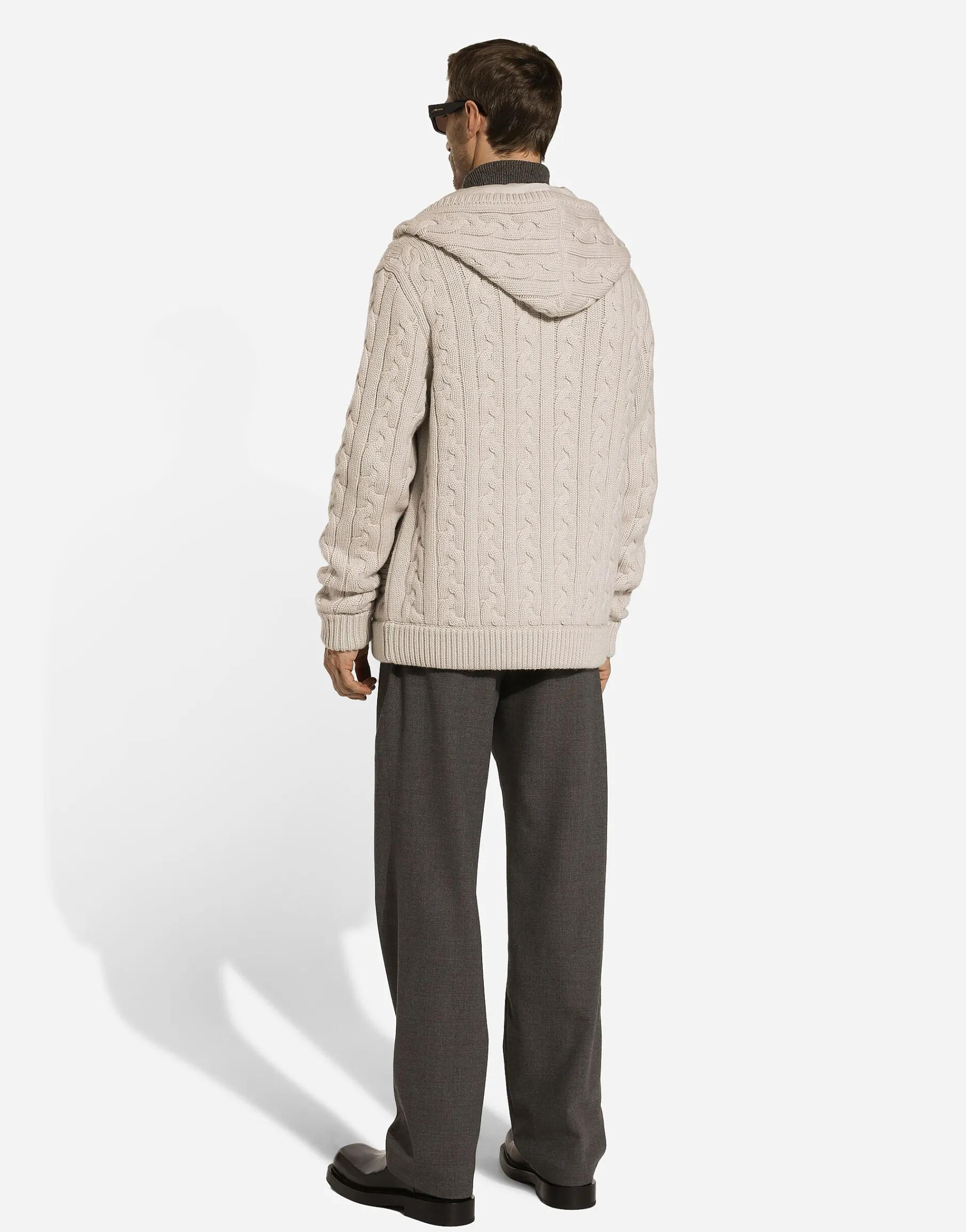 Cashmere and wool zip-up hoodie with DG patch