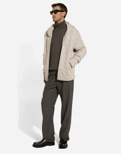 Cashmere and wool zip-up hoodie with DG patch