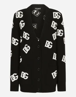 Cashmere cardigan with DG logo inlay