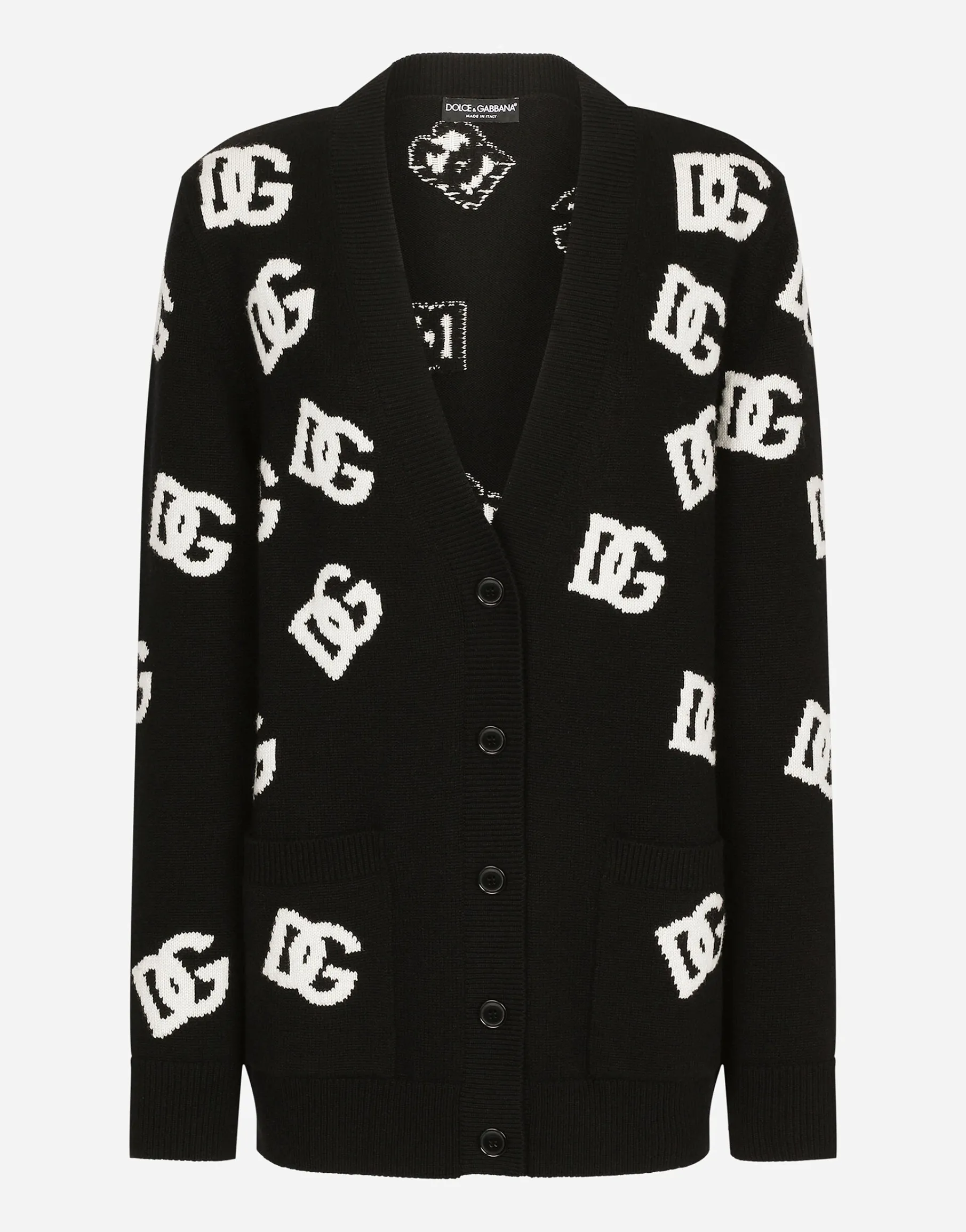 Cashmere cardigan with DG logo inlay