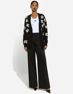 Cashmere cardigan with DG logo inlay