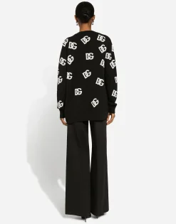Cashmere cardigan with DG logo inlay