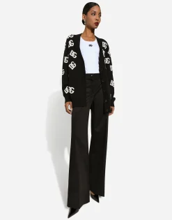 Cashmere cardigan with DG logo inlay