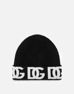 Cashmere hat with jacquard DG logo