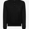 Cashmere polo-style sweater with DG logo embroidery