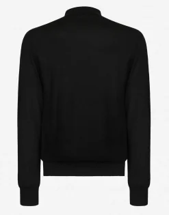 Cashmere polo-style sweater with DG logo embroidery