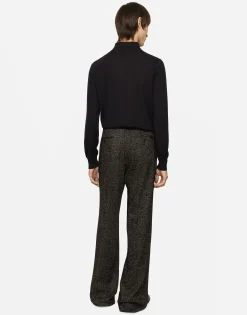 Cashmere polo-style sweater with DG logo embroidery