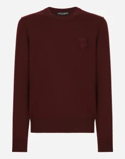 Cashmere round-neck sweater with DG embroidery