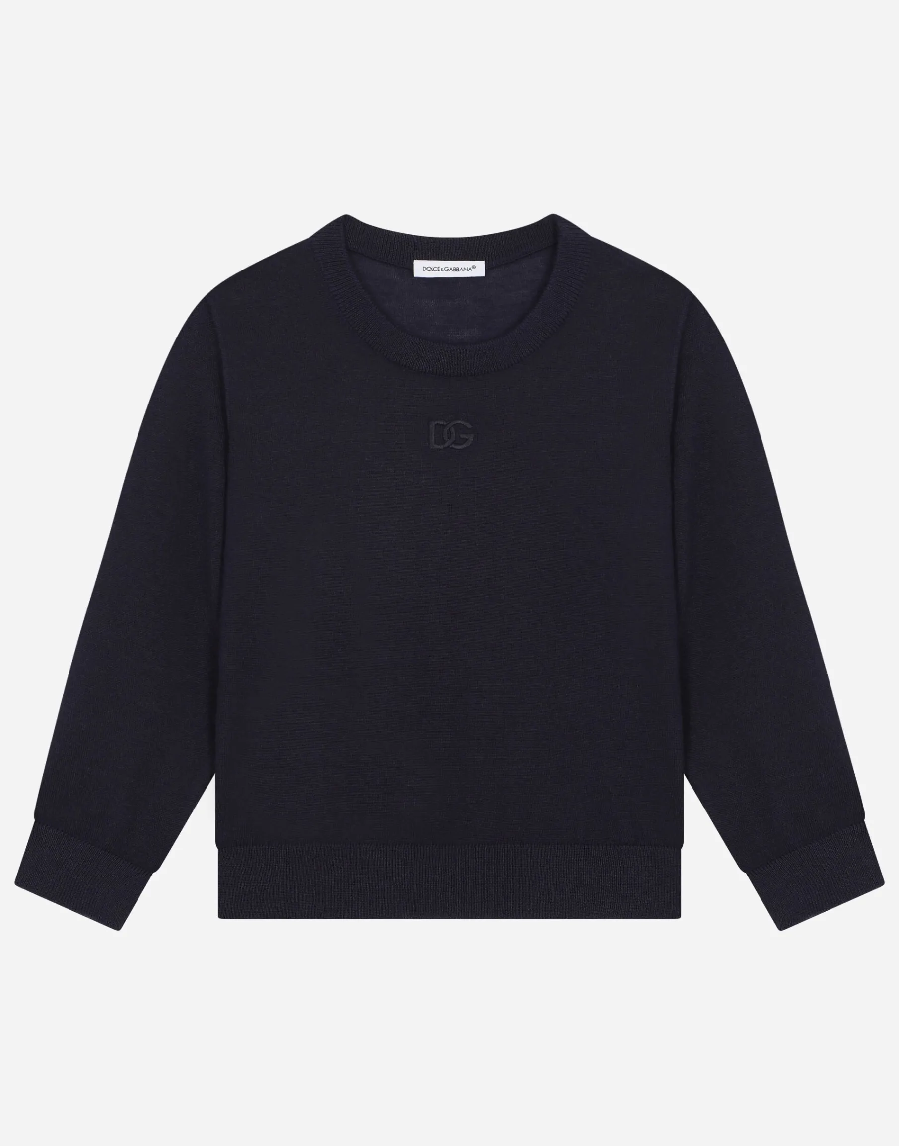 Cashmere round-neck sweater with DG logo embroidery