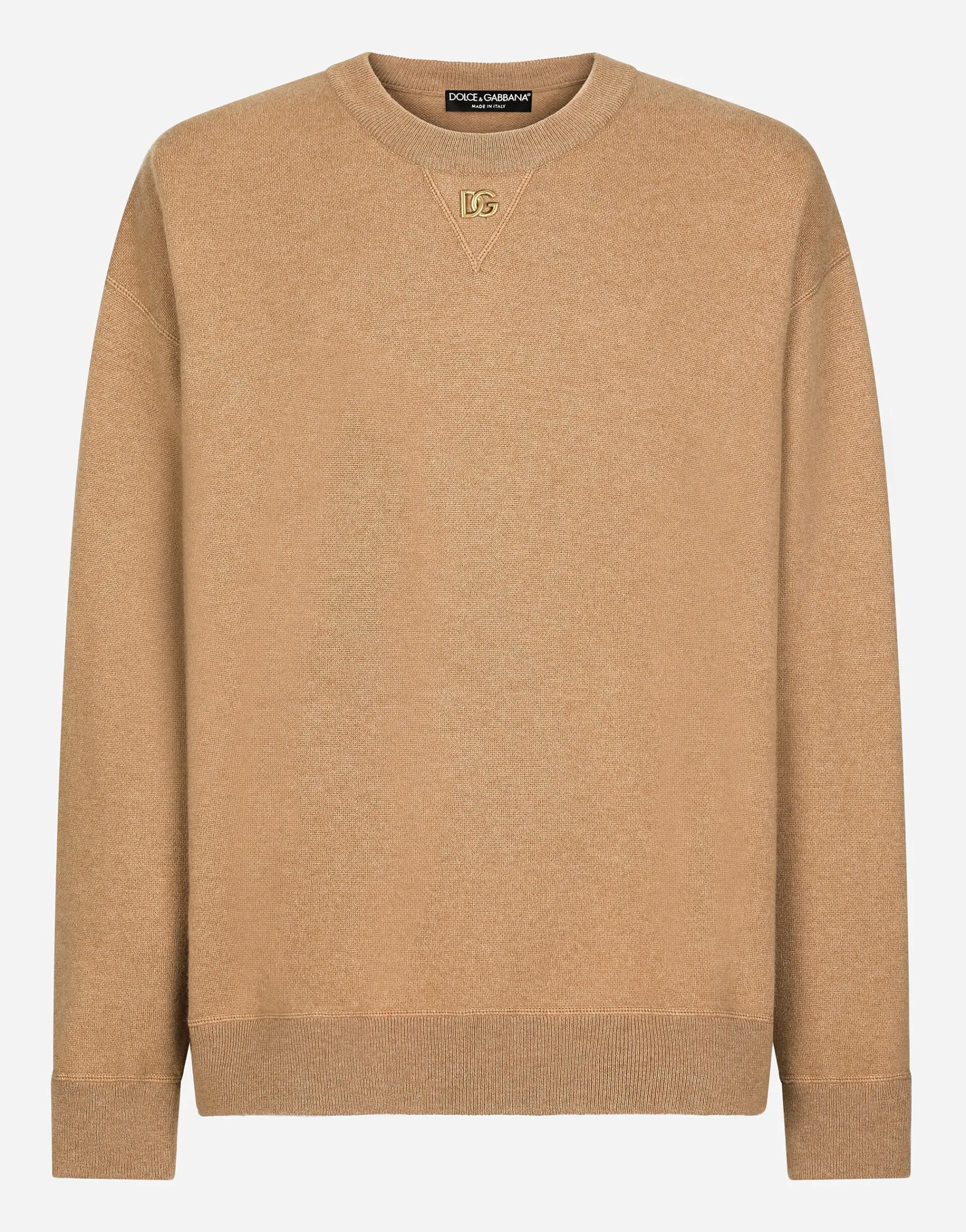 Cashmere round-neck sweater with DG logo