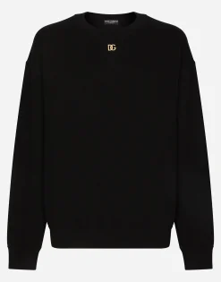 Cashmere round-neck sweater with DG logo
