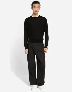 Cashmere round-neck sweater with DG embroidery