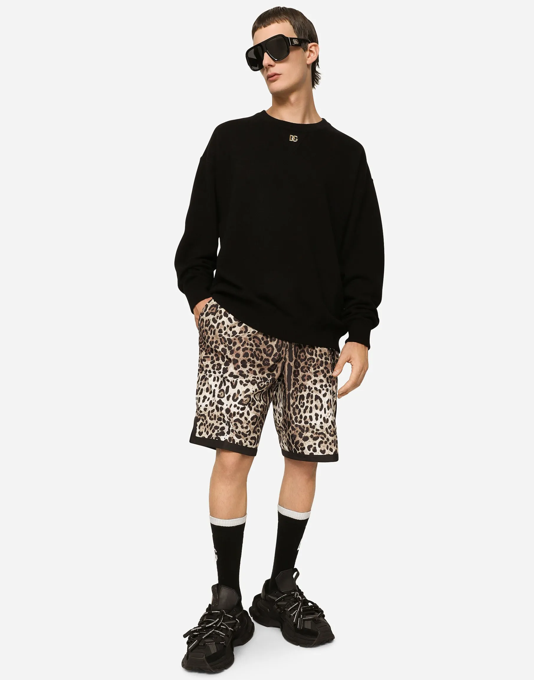 Cashmere round-neck sweater with DG logo