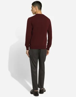 Cashmere round-neck sweater with DG embroidery