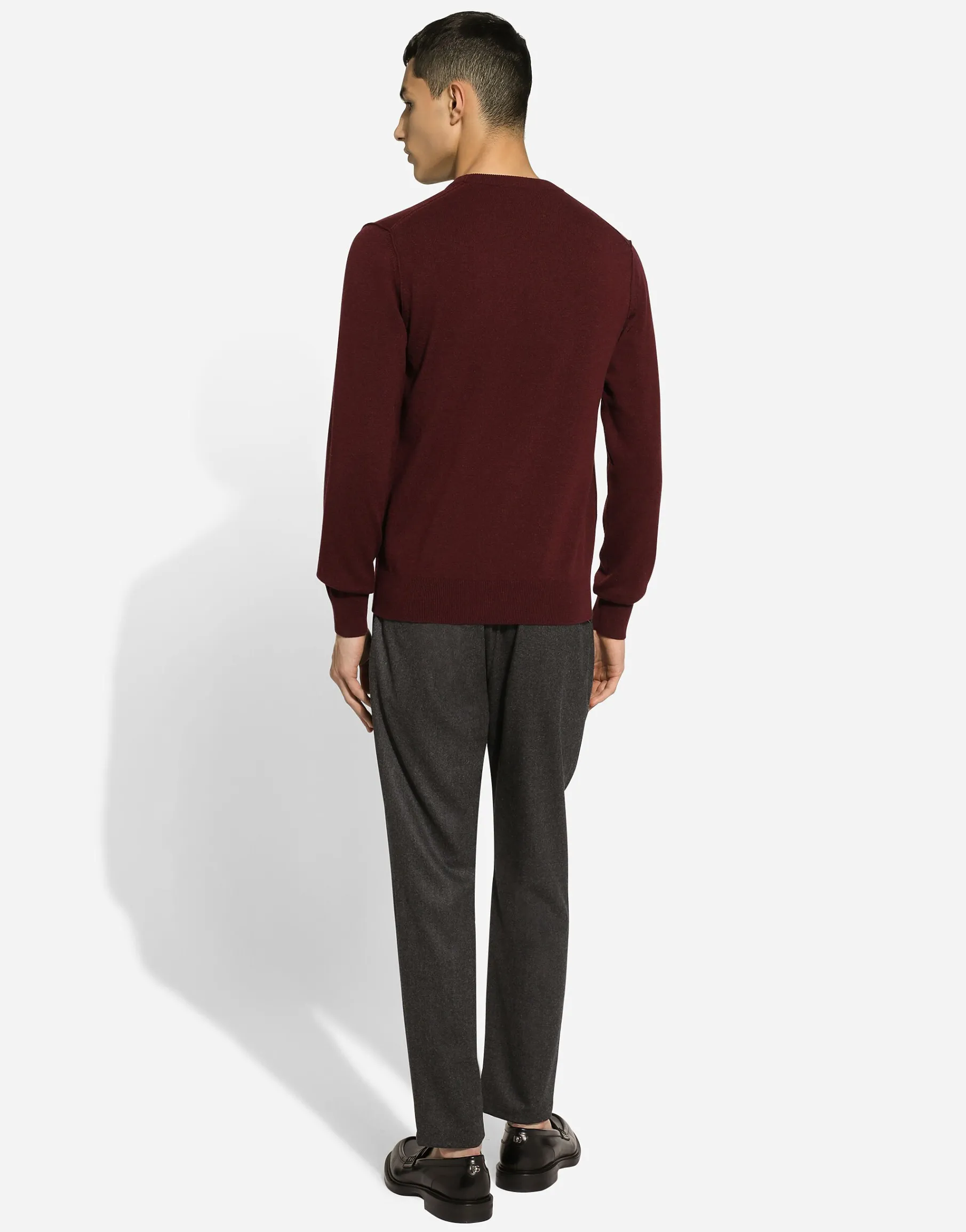 Cashmere round-neck sweater with DG embroidery