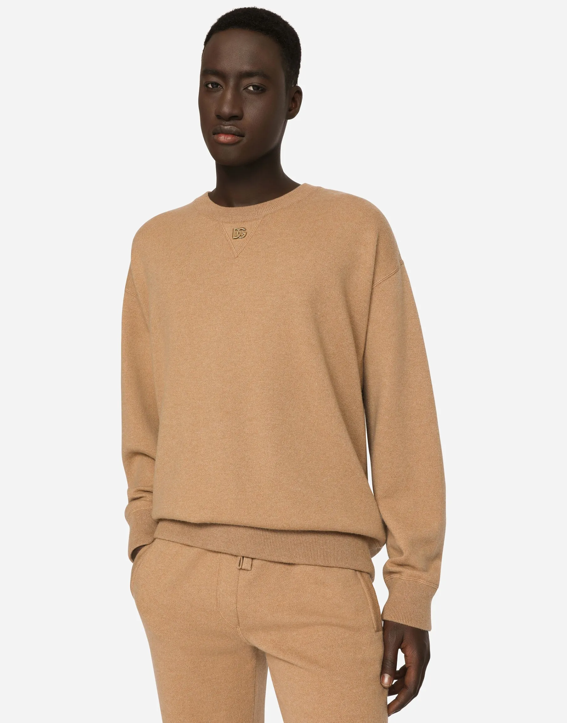 Cashmere round-neck sweater with DG logo