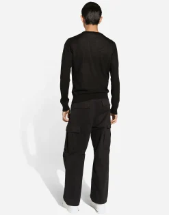 Cashmere round-neck sweater with DG embroidery