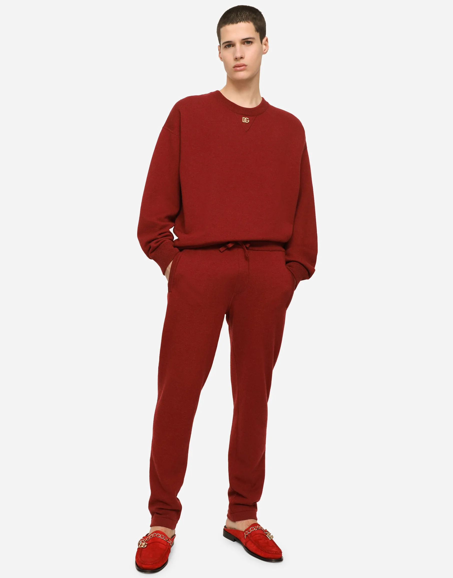 Cashmere round-neck sweater with DG logo