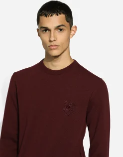 Cashmere round-neck sweater with DG embroidery