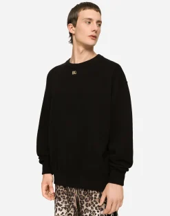 Cashmere round-neck sweater with DG logo